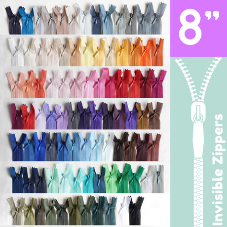 Invisible Zippers - Size 8" | Premium Quality Zippers for Sewing & Crafting