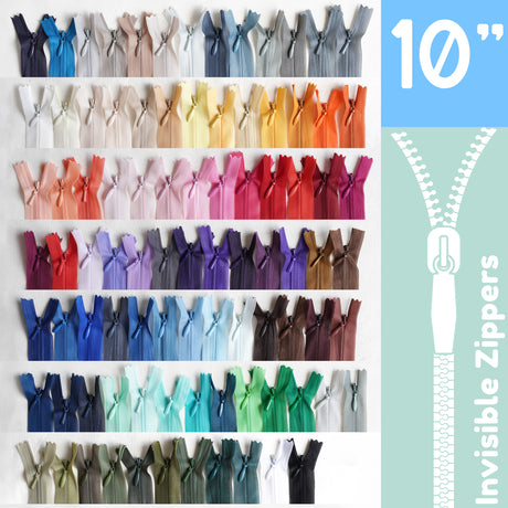Invisible Zippers - Size 10" | Premium Quality Zippers for Sewing & Crafting