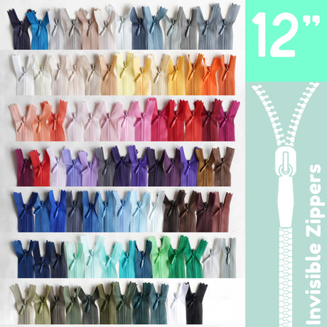 Invisible Zippers - Size 12" | Premium Quality Zippers for Sewing & Crafting