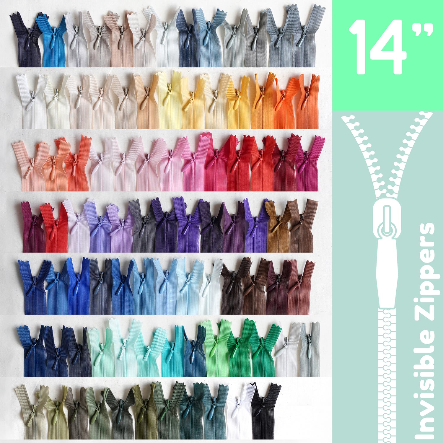 Invisible Zippers - Size 14" | Premium Quality Zippers for Sewing & Crafting
