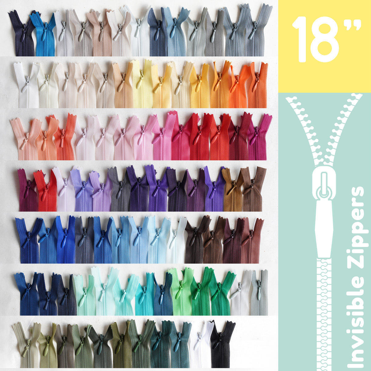 Invisible Zippers - Size 18" | Premium Quality Zippers for Sewing & Crafting