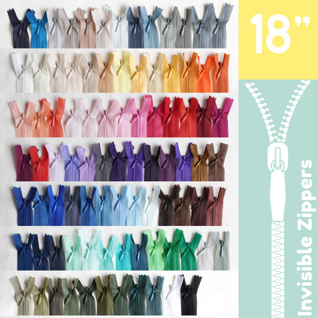 Invisible Zippers - Size 18" | Premium Quality Zippers for Sewing & Crafting