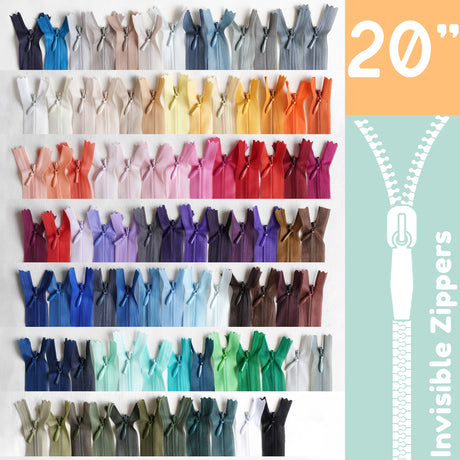 Invisible Zippers - Size 20" | Premium Quality Zippers for Sewing & Crafting