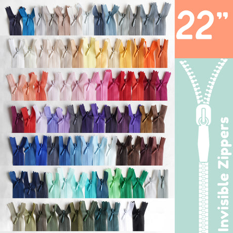 Invisible Zippers - Size 22" | Premium Quality Zippers for Sewing & Crafting