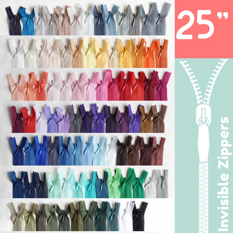 Invisible Zippers - Size 25" | Premium Quality Zippers for Sewing & Crafting
